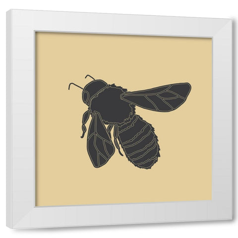 Bees Black And Gold 1 White Modern Wood Framed Art Print by Sweet Melody Designs