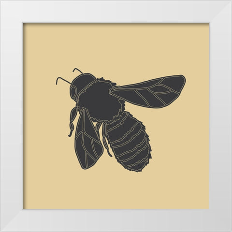 Bees Black And Gold 1 White Modern Wood Framed Art Print by Sweet Melody Designs