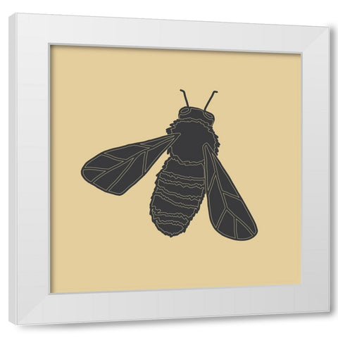 Bees Black And Gold 2 White Modern Wood Framed Art Print by Sweet Melody Designs