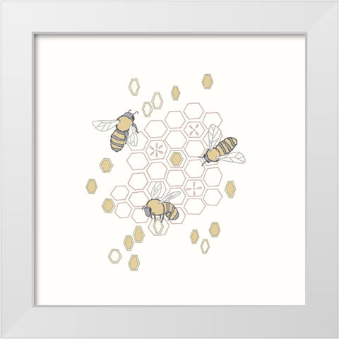 Honeycomb White Modern Wood Framed Art Print by Sweet Melody Designs