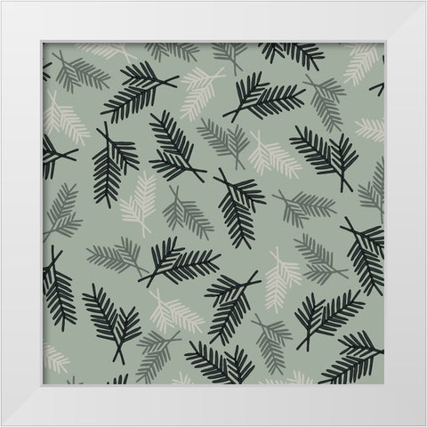 Evergreen Pattern Sage White Modern Wood Framed Art Print by Sweet Melody Designs
