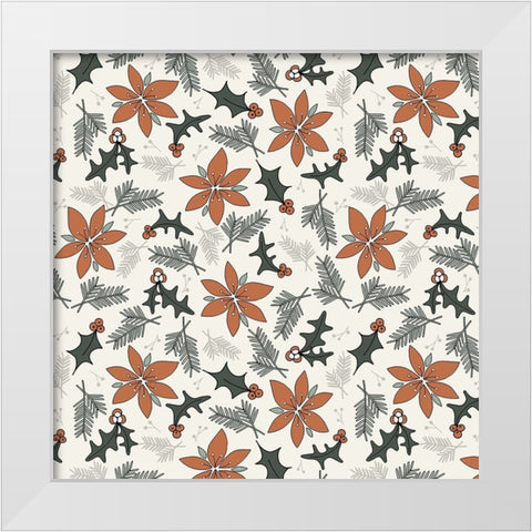 Holiday Flora Cream White Modern Wood Framed Art Print by Sweet Melody Designs