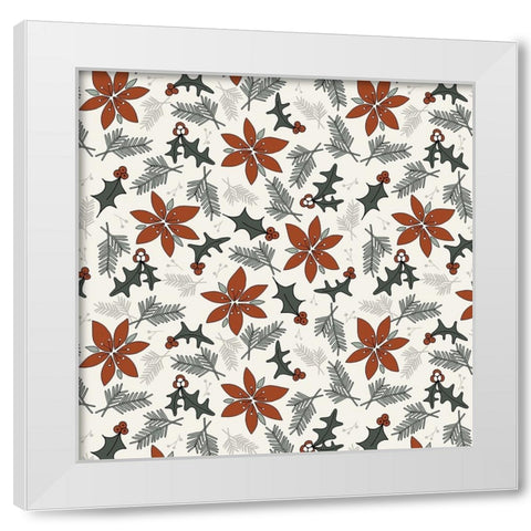 Holiday Flora Red Cream White Modern Wood Framed Art Print by Sweet Melody Designs