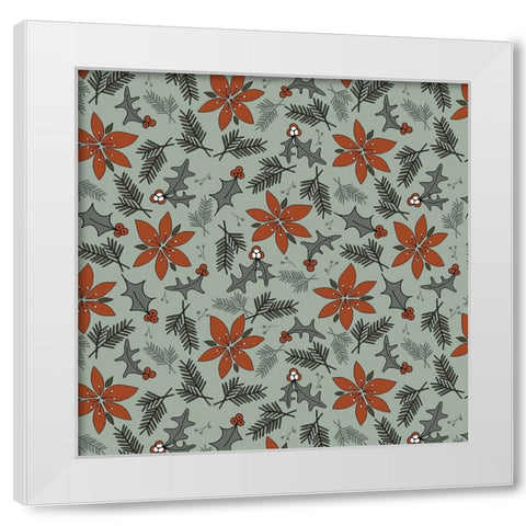 Holiday Flora Red Sage White Modern Wood Framed Art Print by Sweet Melody Designs