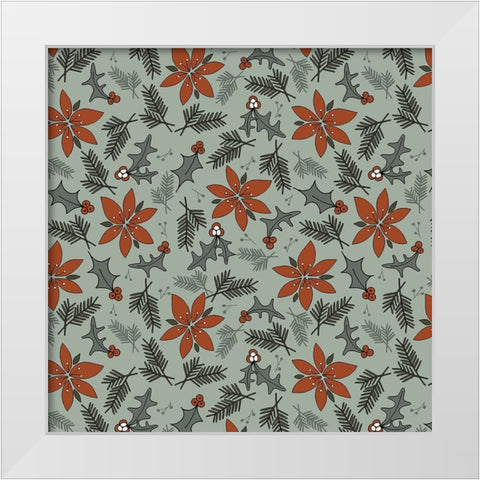 Holiday Flora Red Sage White Modern Wood Framed Art Print by Sweet Melody Designs