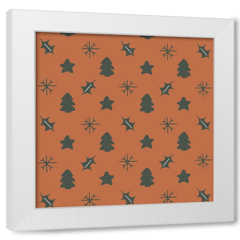 Holly Jolly Pattern 2 White Modern Wood Framed Art Print by Sweet Melody Designs