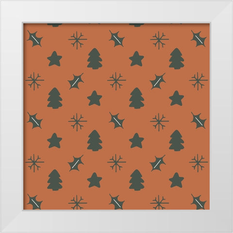 Holly Jolly Pattern 2 White Modern Wood Framed Art Print by Sweet Melody Designs
