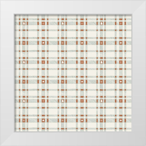 Merry Plaid Pattern 1 V2 White Modern Wood Framed Art Print by Sweet Melody Designs