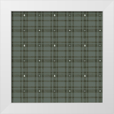 Merry Plaid Pattern 1 White Modern Wood Framed Art Print by Sweet Melody Designs