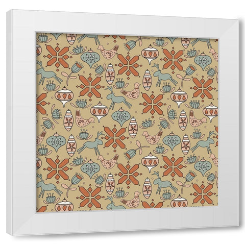 Nordic Noel Pattern 1 White Modern Wood Framed Art Print by Sweet Melody Designs