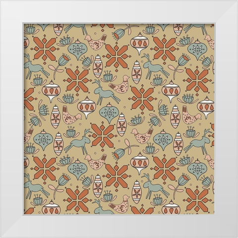 Nordic Noel Pattern 1 White Modern Wood Framed Art Print by Sweet Melody Designs