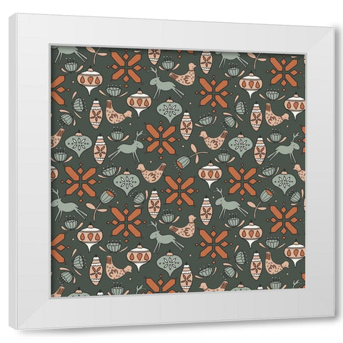 Nordic Noel Pattern 2 White Modern Wood Framed Art Print by Sweet Melody Designs