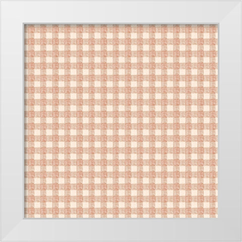 Picnic Checkered Pattern White Modern Wood Framed Art Print by Sweet Melody Designs