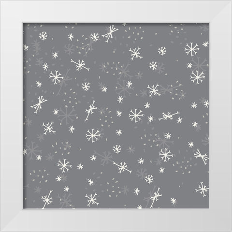 Snowfall Pattern 1 V3 White Modern Wood Framed Art Print by Sweet Melody Designs