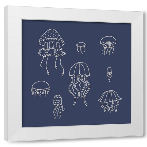 Jellyfish 1 White Modern Wood Framed Art Print by Sweet Melody Designs
