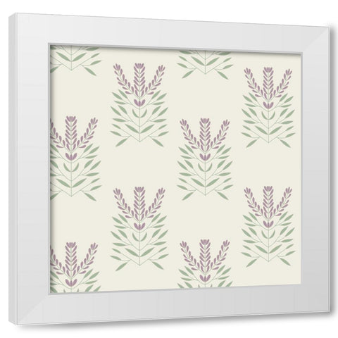 Lavendar Block Pattern 2 White Modern Wood Framed Art Print by Sweet Melody Designs