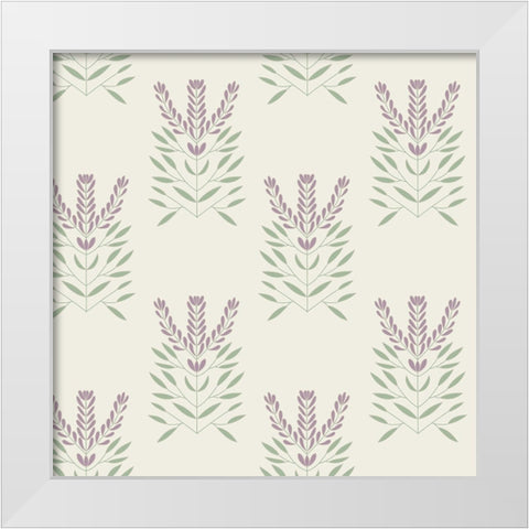 Lavendar Block Pattern 2 White Modern Wood Framed Art Print by Sweet Melody Designs