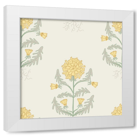 Dandelion Block Pattern 1 White Modern Wood Framed Art Print by Sweet Melody Designs