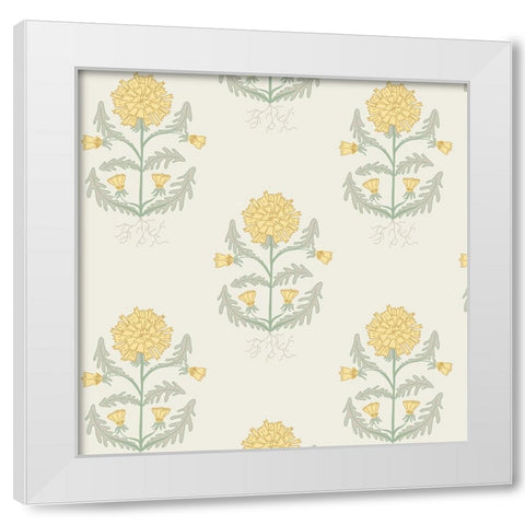 Dandelion Block Pattern 2 White Modern Wood Framed Art Print by Sweet Melody Designs