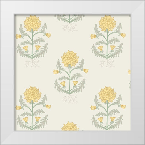 Dandelion Block Pattern 2 White Modern Wood Framed Art Print by Sweet Melody Designs