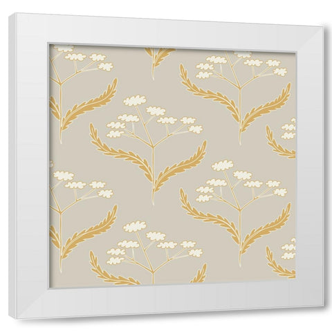 Yarrow Block Pattern White Modern Wood Framed Art Print by Sweet Melody Designs