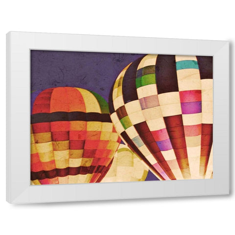 Three Hot Air Balloons White Modern Wood Framed Art Print by Davis Ashley