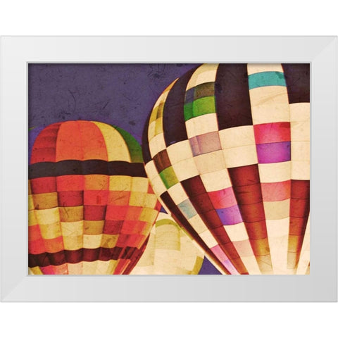 Three Hot Air Balloons White Modern Wood Framed Art Print by Davis Ashley