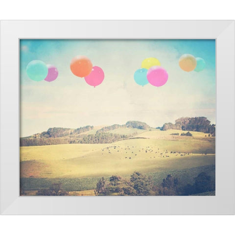 Balloons Over the Country White Modern Wood Framed Art Print by Davis Ashley