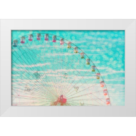 Skyline ferris wheel White Modern Wood Framed Art Print by Davis Ashley