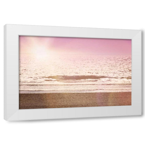 Pink Beach Sunset White Modern Wood Framed Art Print by Davis Ashley