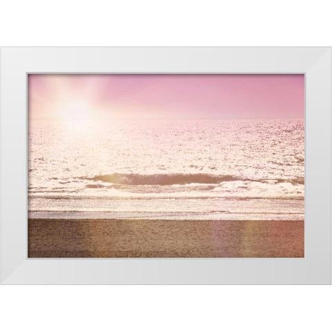 Pink Beach Sunset White Modern Wood Framed Art Print by Davis Ashley