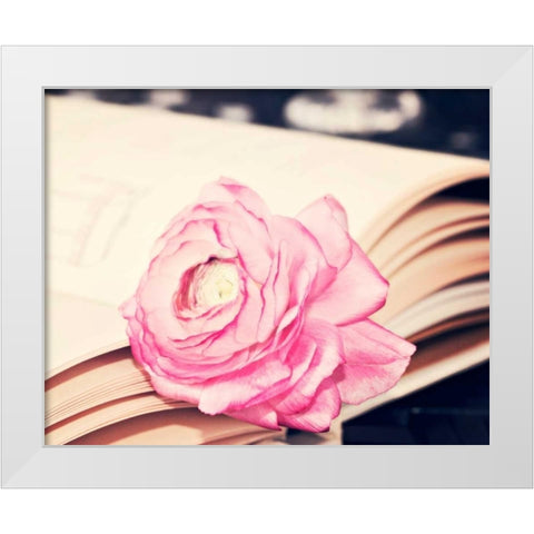 Ranuculus in book White Modern Wood Framed Art Print by Davis Ashley