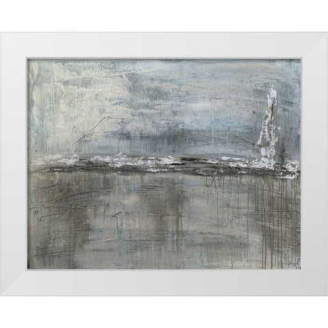 Metallic Landscape with Silver Leaf White Modern Wood Framed Art Print by Brown, Denise