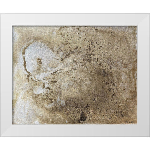Metallic Pour White Modern Wood Framed Art Print by Brown, Denise