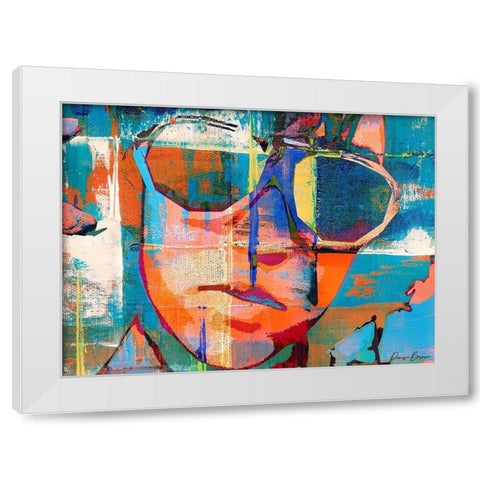 Abstract Facial Fusion White Modern Wood Framed Art Print by Brown, Denise