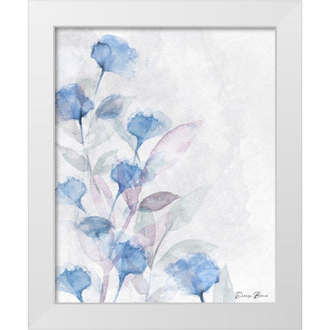 Modern Poppies 1 Blue White Modern Wood Framed Art Print by Brown, Denise