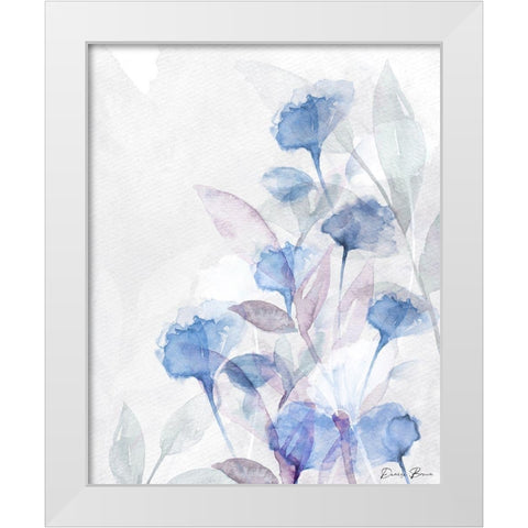Modern Poppies 2 Blue White Modern Wood Framed Art Print by Brown, Denise