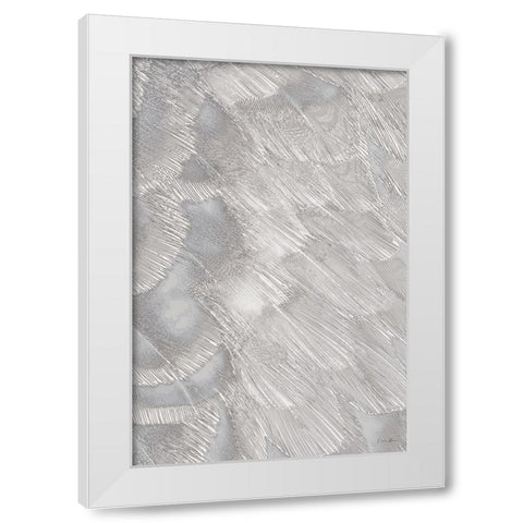 Feather Pattern White Modern Wood Framed Art Print by Brown, Denise