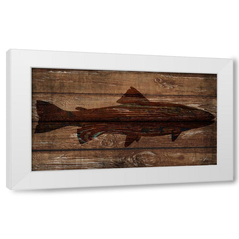 Fish Silhouette on Wood White Modern Wood Framed Art Print by Brown, Denise