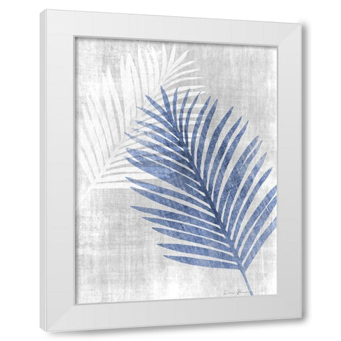 Navy Palm Silhouette 1 White Modern Wood Framed Art Print by Brown, Denise