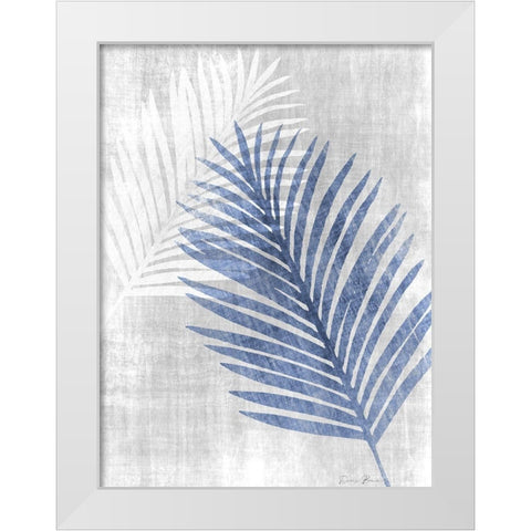 Navy Palm Silhouette 1 White Modern Wood Framed Art Print by Brown, Denise