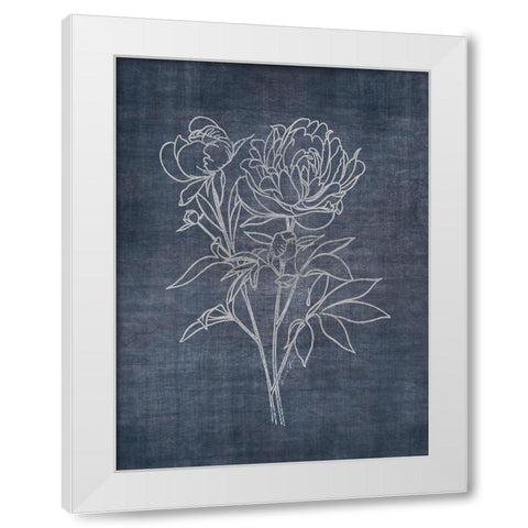 White Peony on Navy 2 White Modern Wood Framed Art Print by Brown, Denise