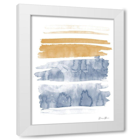 Blue and Orange Watercolor 1 White Modern Wood Framed Art Print by Brown, Denise