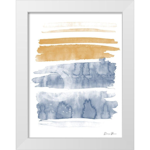 Blue and Orange Watercolor 1 White Modern Wood Framed Art Print by Brown, Denise