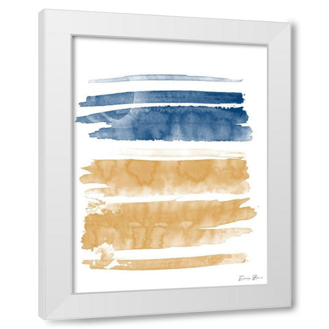 Blue and Orange Watercolor 2 White Modern Wood Framed Art Print by Brown, Denise