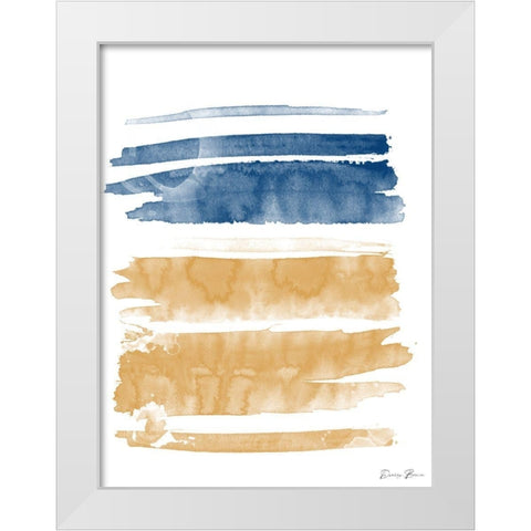 Blue and Orange Watercolor 2 White Modern Wood Framed Art Print by Brown, Denise