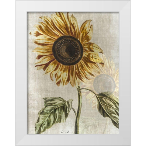 Sunflower 1 White Modern Wood Framed Art Print by Brown, Denise