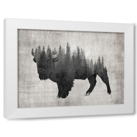 Pine Bison White Modern Wood Framed Art Print by Brown, Denise