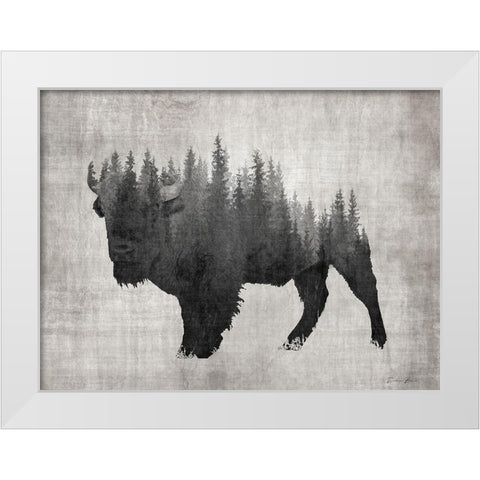 Pine Bison White Modern Wood Framed Art Print by Brown, Denise