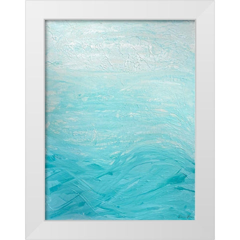 Cyan Waters 1 White Modern Wood Framed Art Print by Brown, Denise